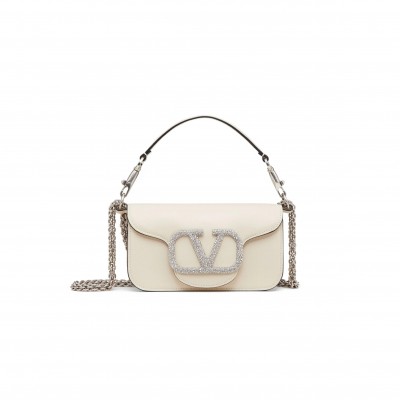 VALENTINO LOCÒ SMALL SHOULDER BAG IN LIGHT IVORY WHITE 1W2B0K53KNT (19*10.5*5cm)